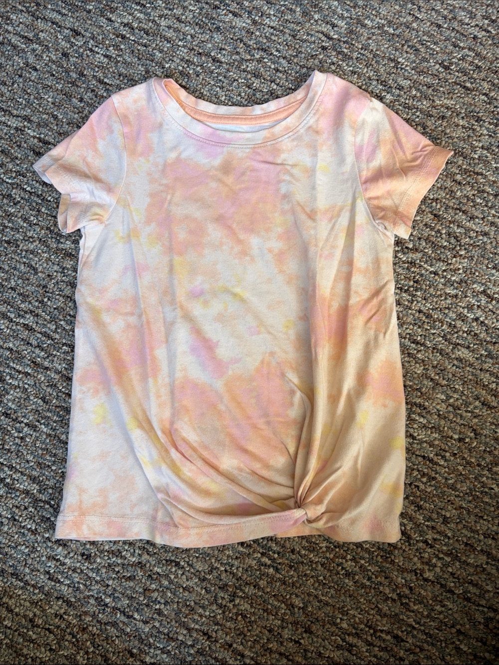 Girl’s Pastel Tie-Dye Short Sleeve Top - Peach & Pink
